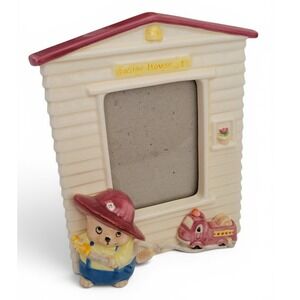 Vintage 1987 Terragrafics Cara Marks Fireman Bear Ceramic 3D Picture Frame 1980s